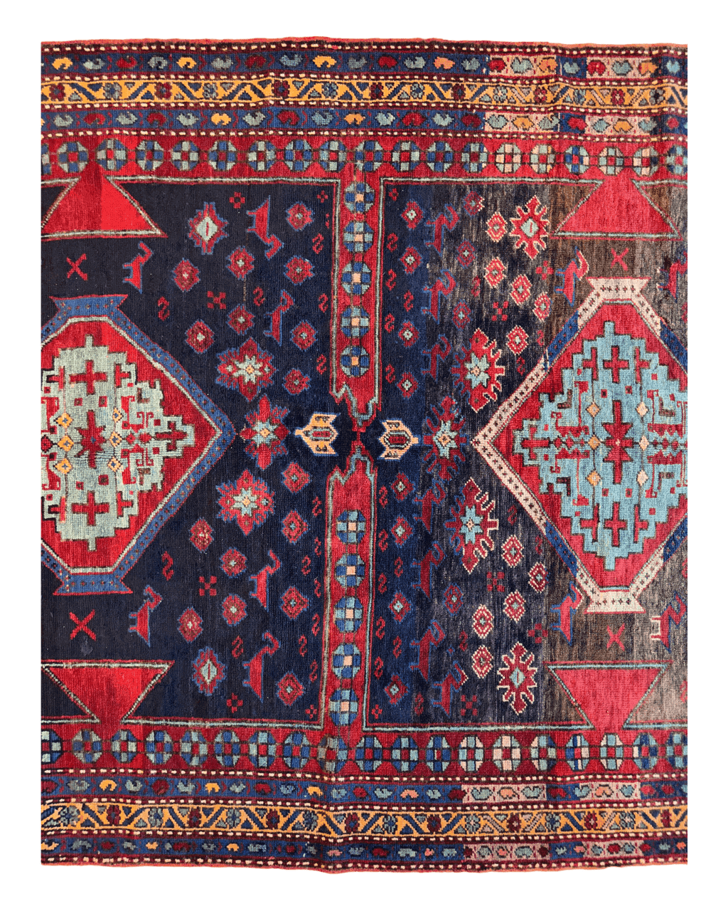 Antique 19th Century Handwoven Kazak Tribal Rug 5’ x 8’