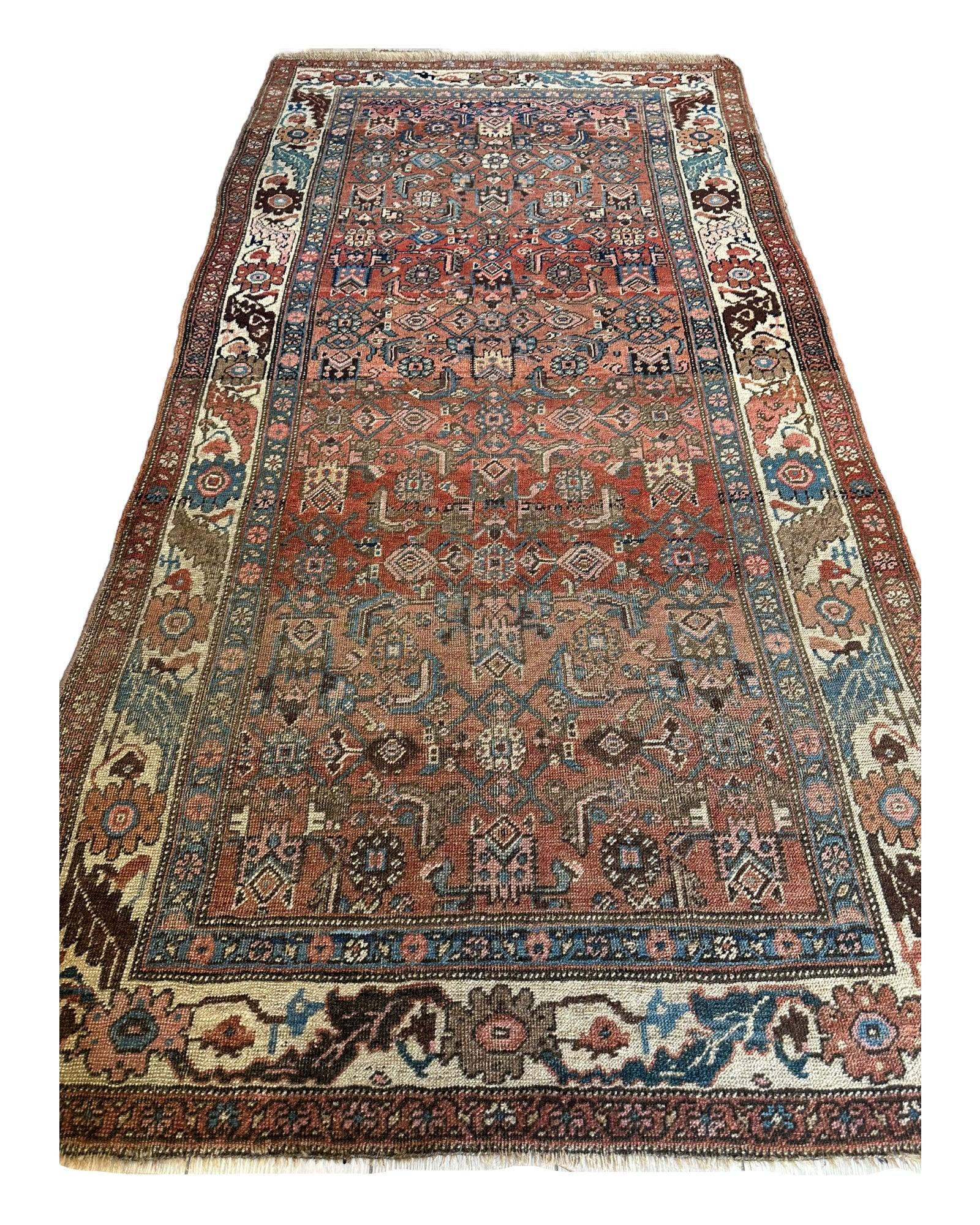 Antique Late 19th Century Persian Kurdish Gholtogh Rug 4 x 7