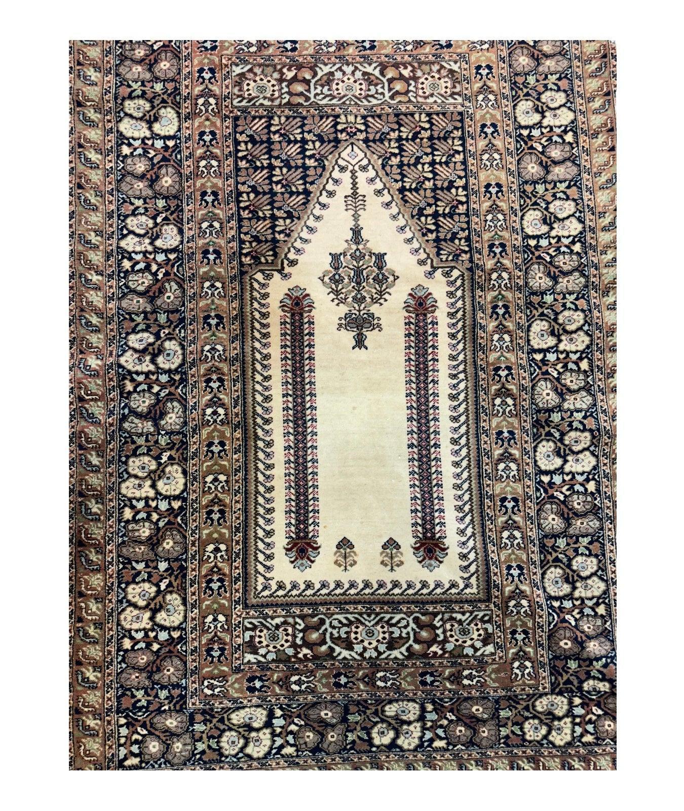 Antique Turkish Panderma Prayer Rug