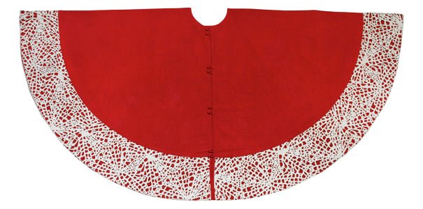 Handmade Wool Precision Cut Red Wool Christmas Tree Skirt – 60" Arcadia Home