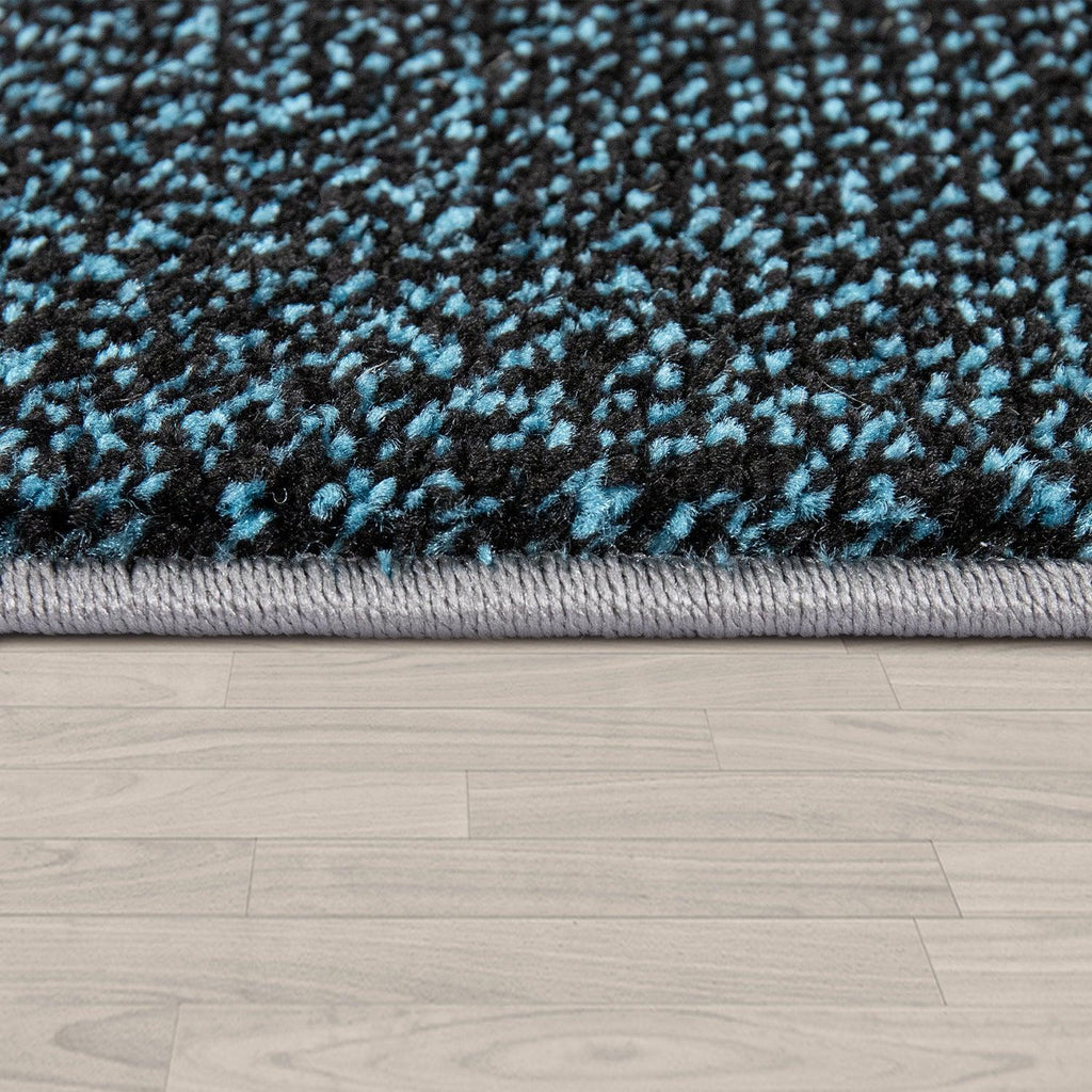 Living Room Rug Madeira Bordered with Geometric Pattern - Grey Blue