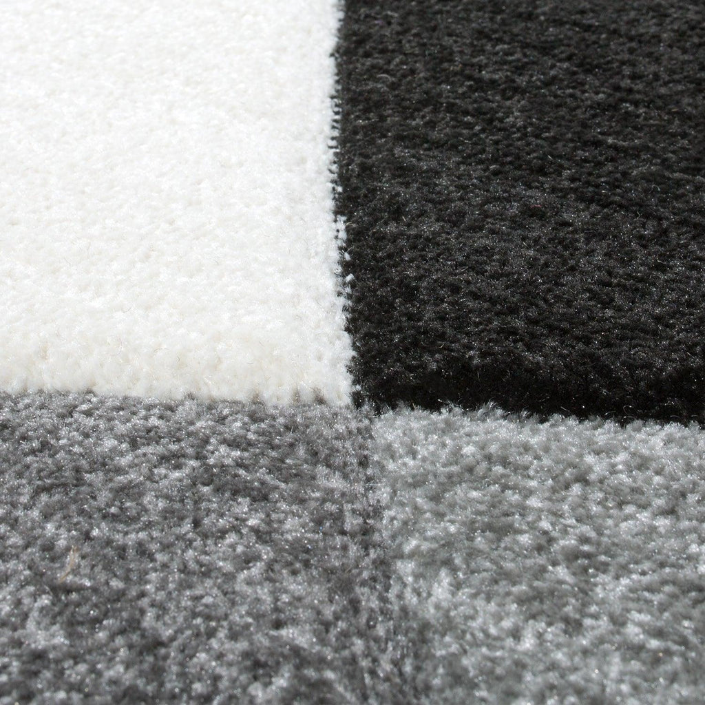 Area Rug Madeira Abstract Curved Pattern - Black White