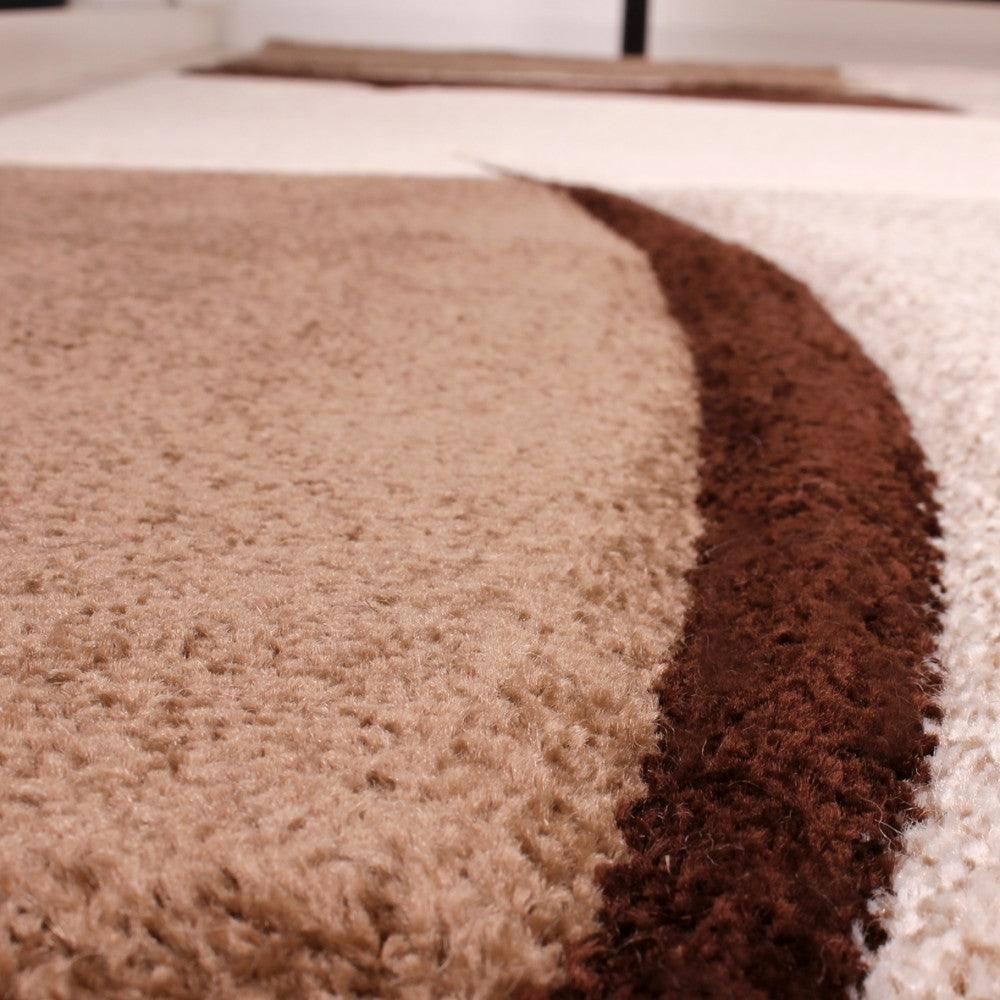 Area Rug Madeira Checkered with Contour Cut - Brown