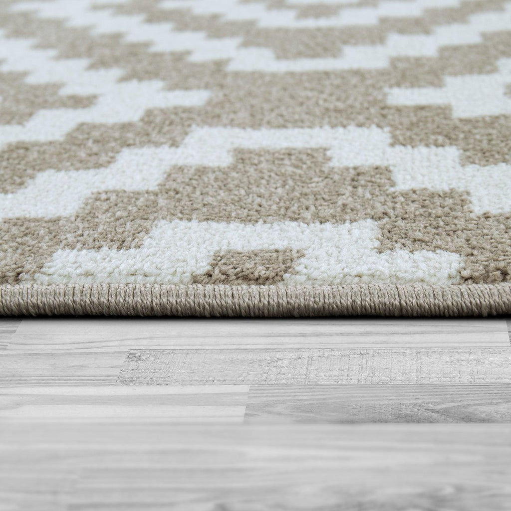 Area Rug Stella Moroccan Diamond Pattern - Pastel Beige White