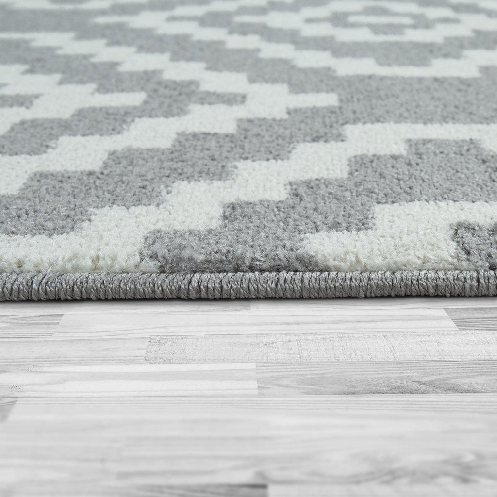 Area Rug Stella Moroccan Diamond Pattern - Pastel Grey White