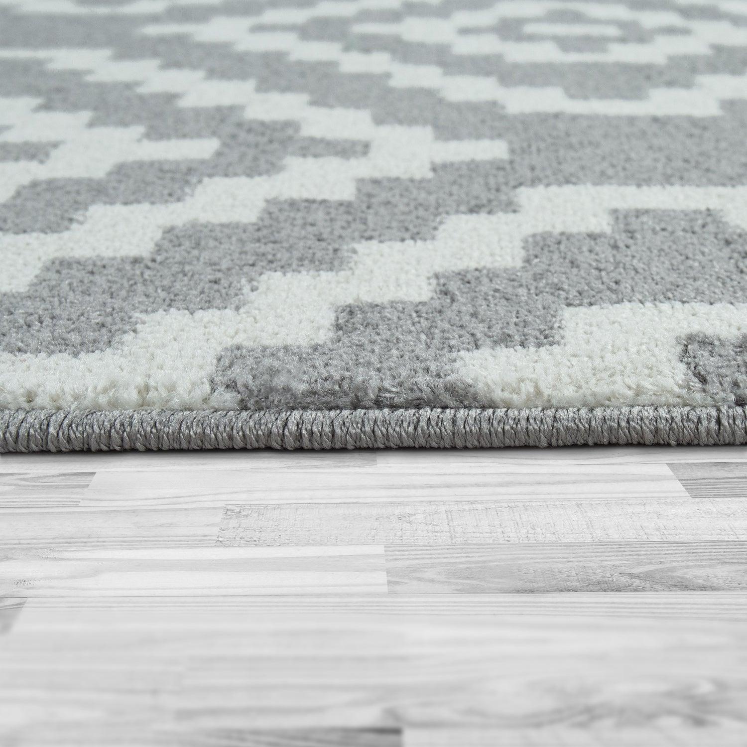 Area Rug Stella Moroccan Diamond Pattern - Pastel Grey White