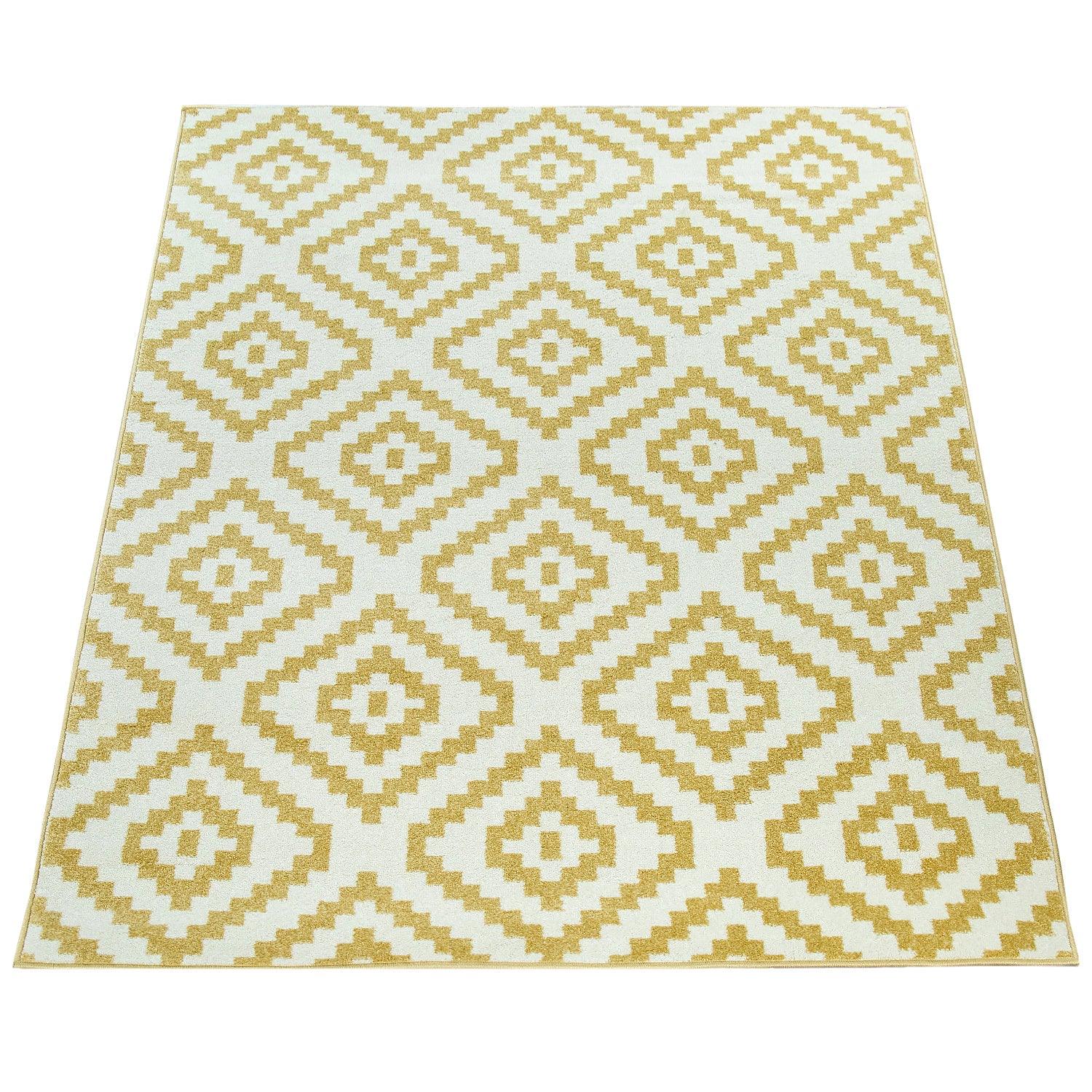 Area Rug Stella Moroccan Diamond Pattern - Pastel Yellow-White