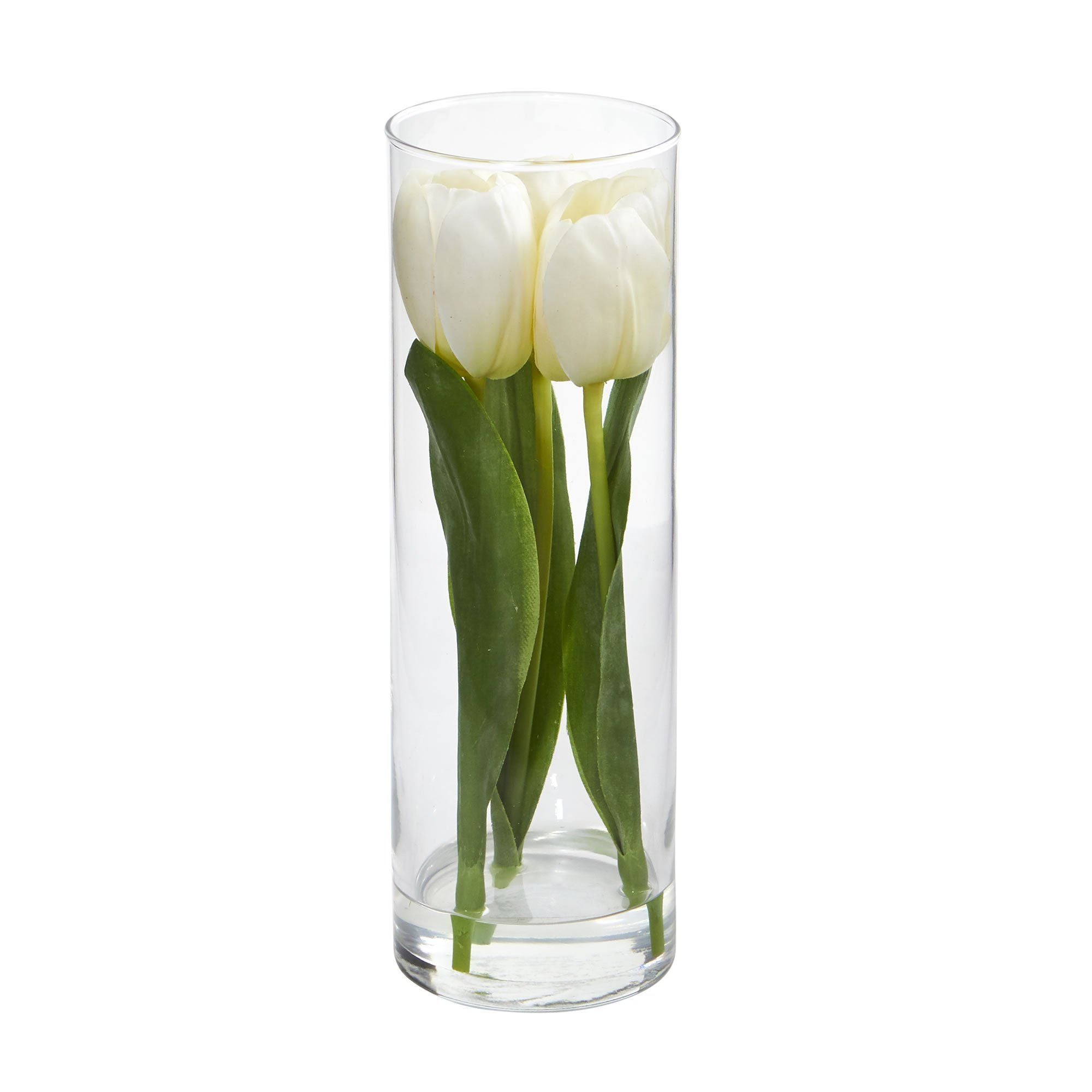 10" Artificial Tulips Arrangement in Glass Vase"
