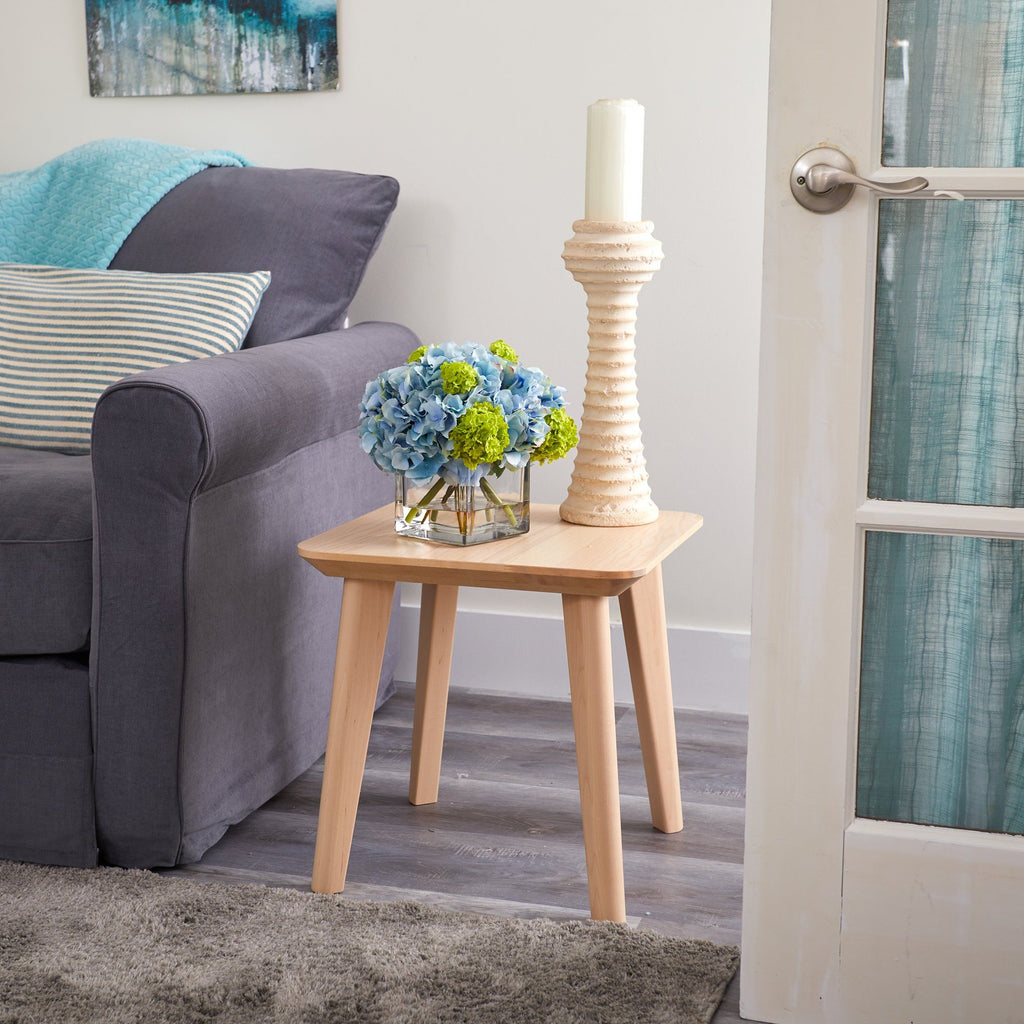 10” Hydrangea Artificial Arrangement in Glass Vase