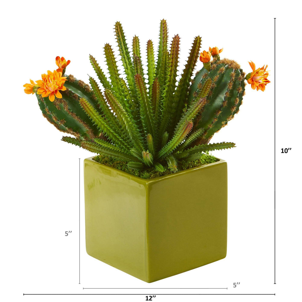 10” Mixed Succulent Artificial Plant in Green Planter