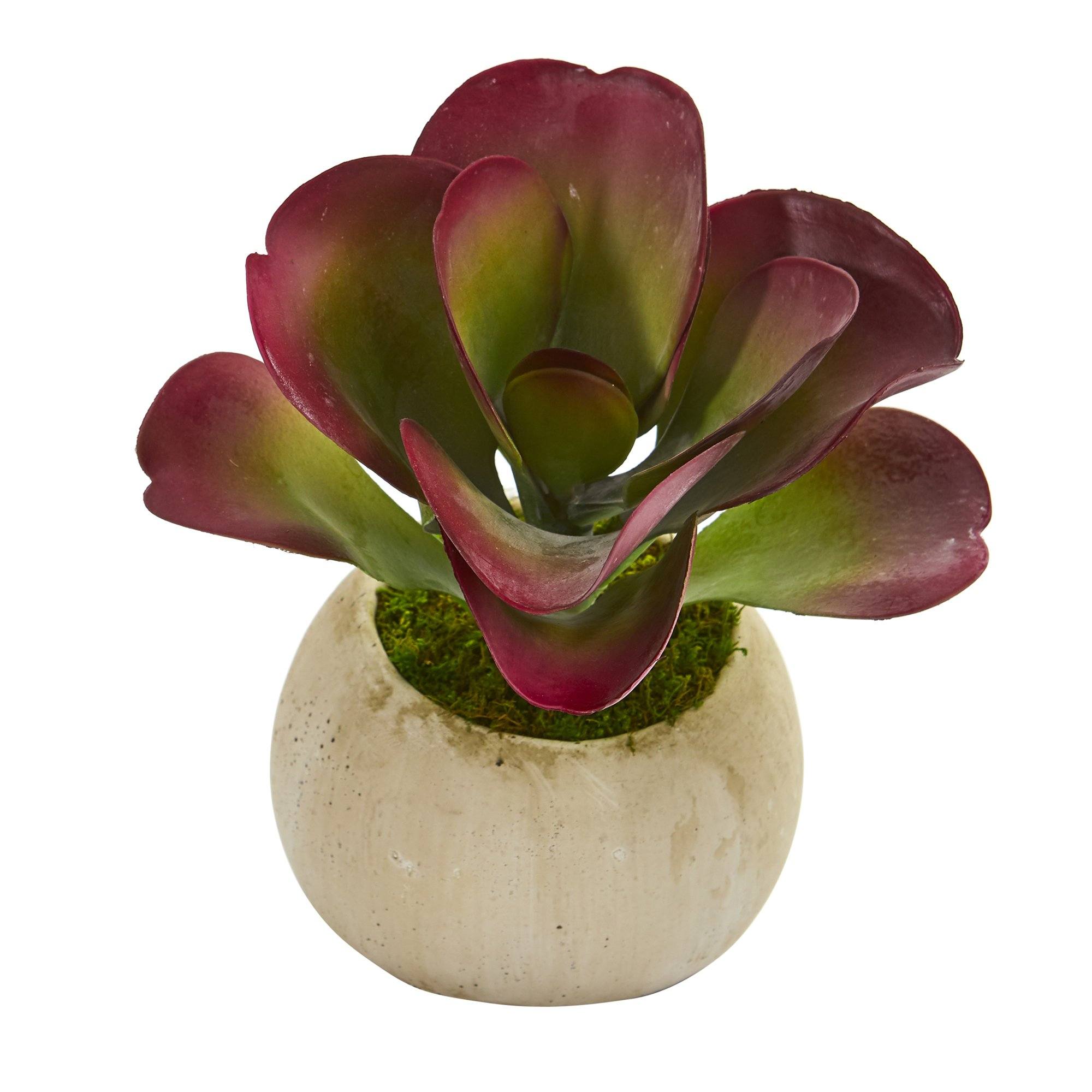 10” Succulent Artificial Plant in Stone Planter