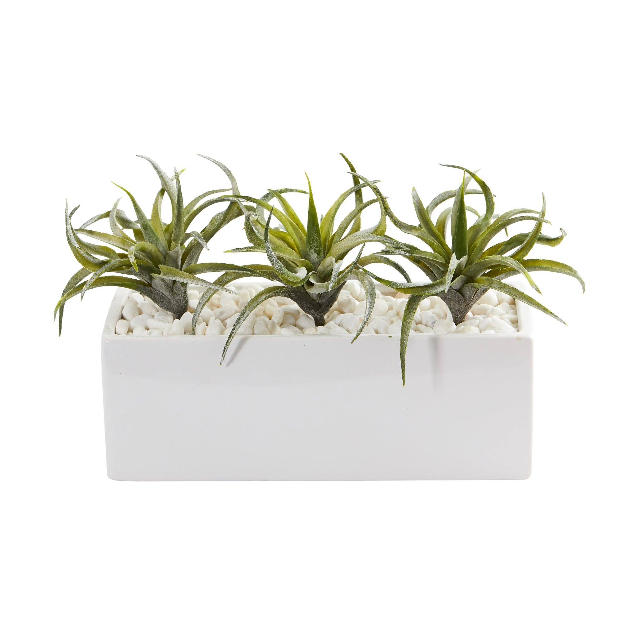 11” Air Plant Artificial Succulent in White Planter