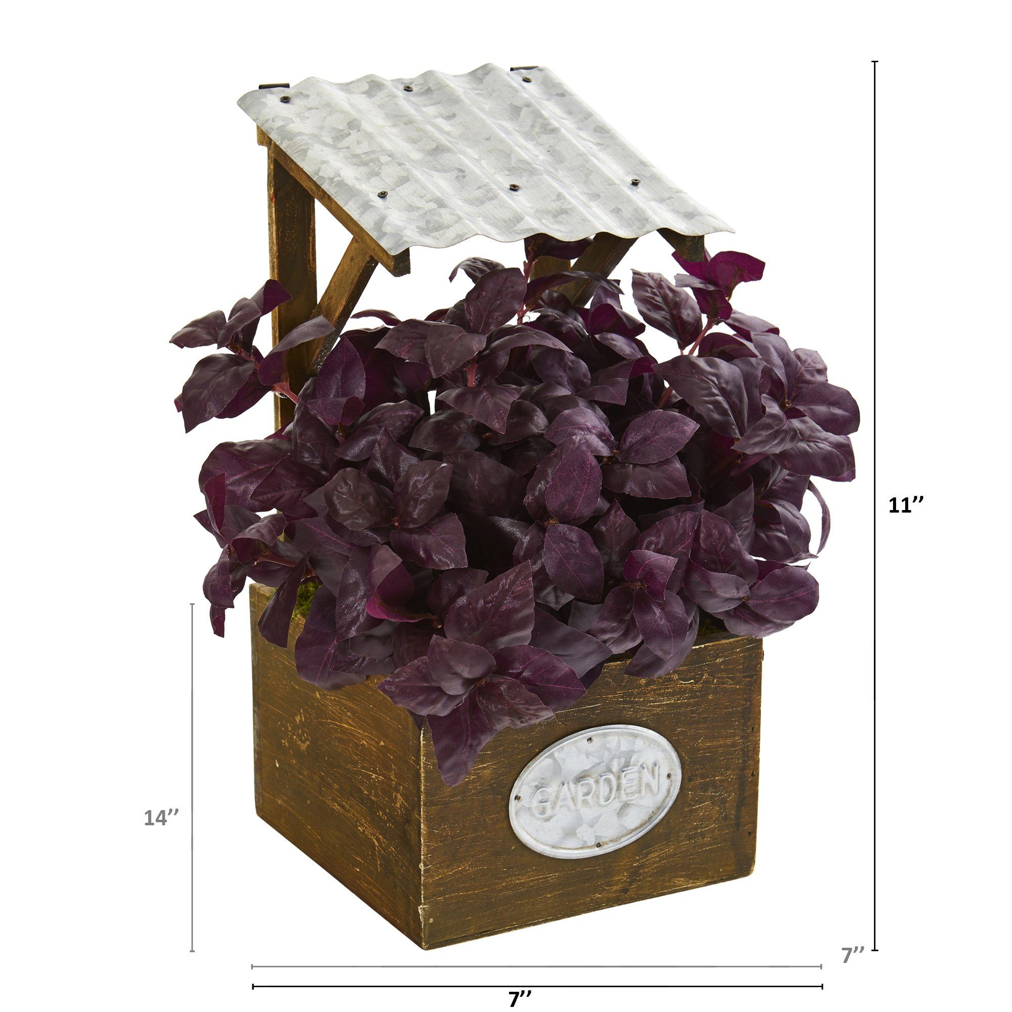 11” Basil Artificial Plant in Tin Roof Planter