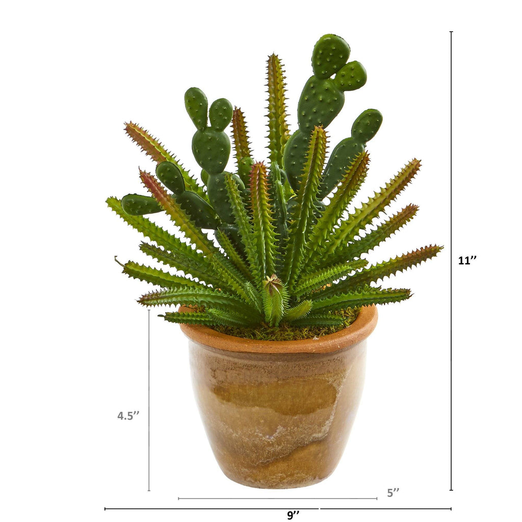 11” Cactus Artificial Plant in Ceramic Planter
