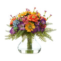 11” Mixed Flowers Artificial Arrangement in Glass Vase