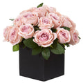 11” Rose Artificial Arrangement in Black Vase