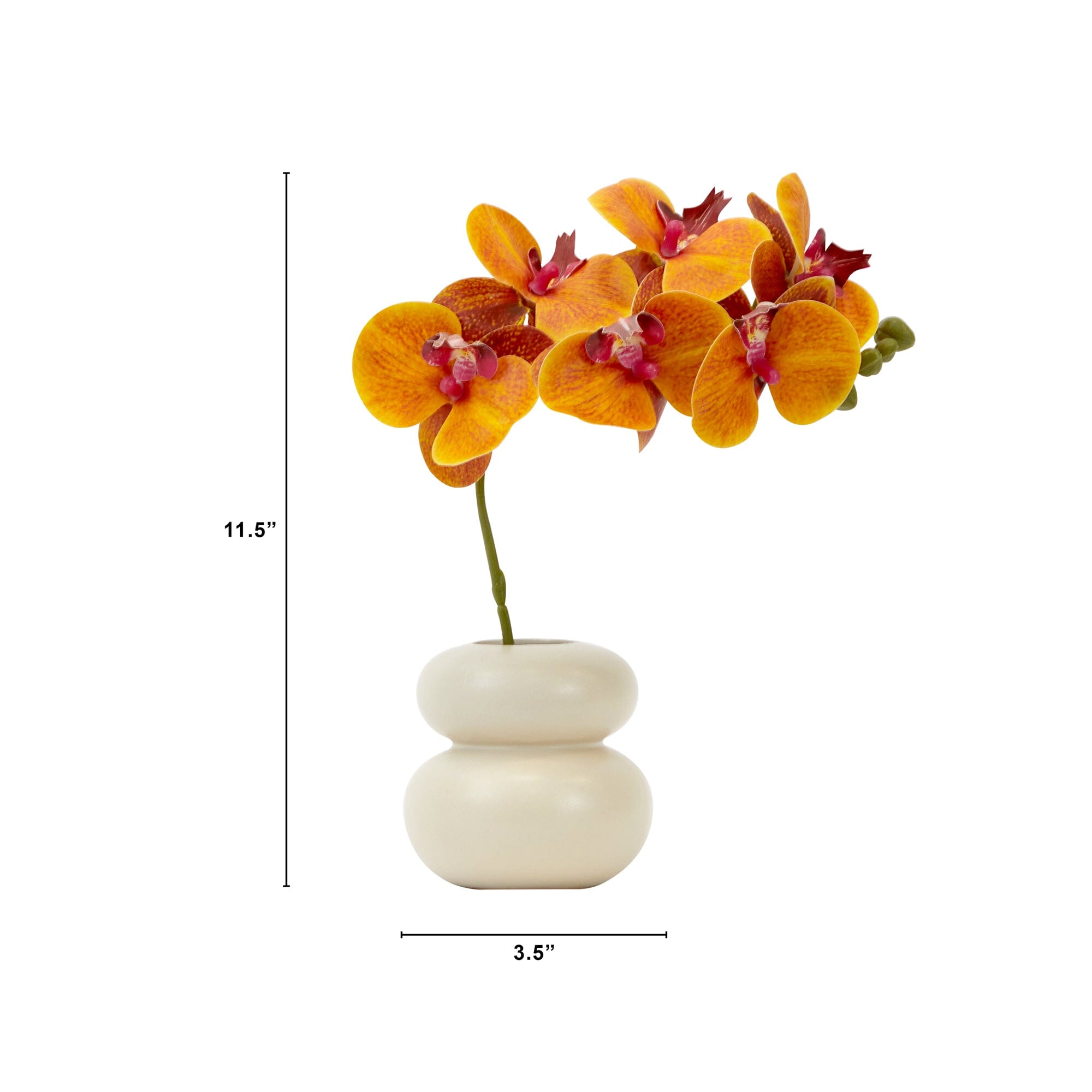 11.5” Artificial Real Touch Phalaenopsis Orchid Arrangement with Vase