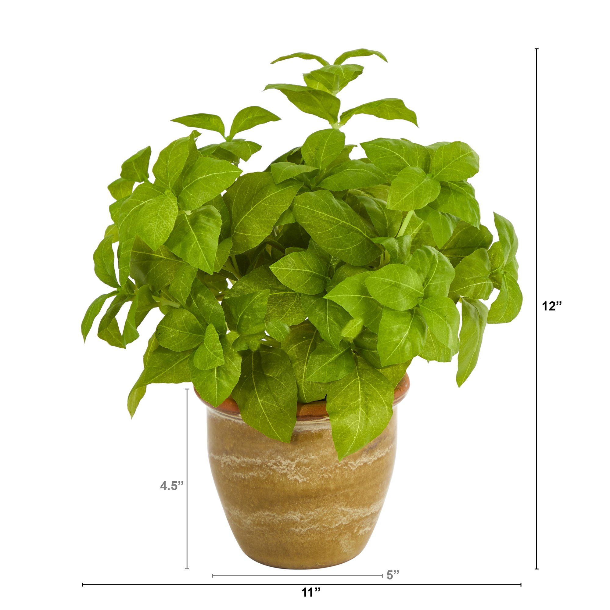 12” Basil Artificial Plant in Ceramic Planter
