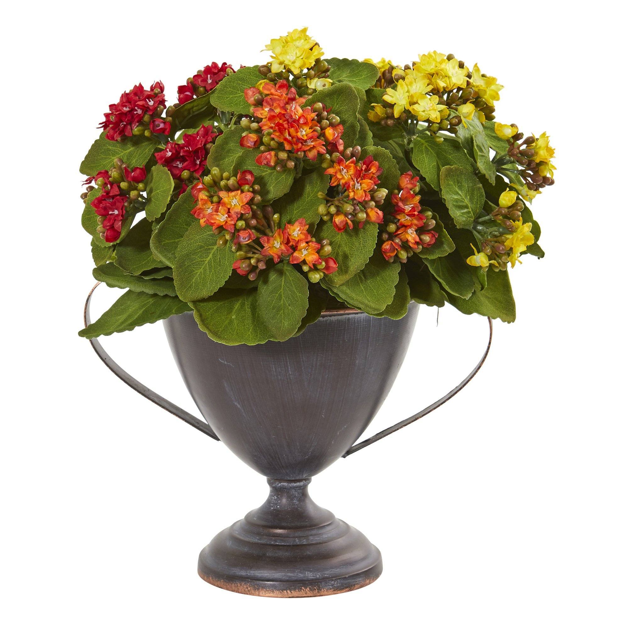 13” Kalanchoe Artificial Plant in Decorative Goblet