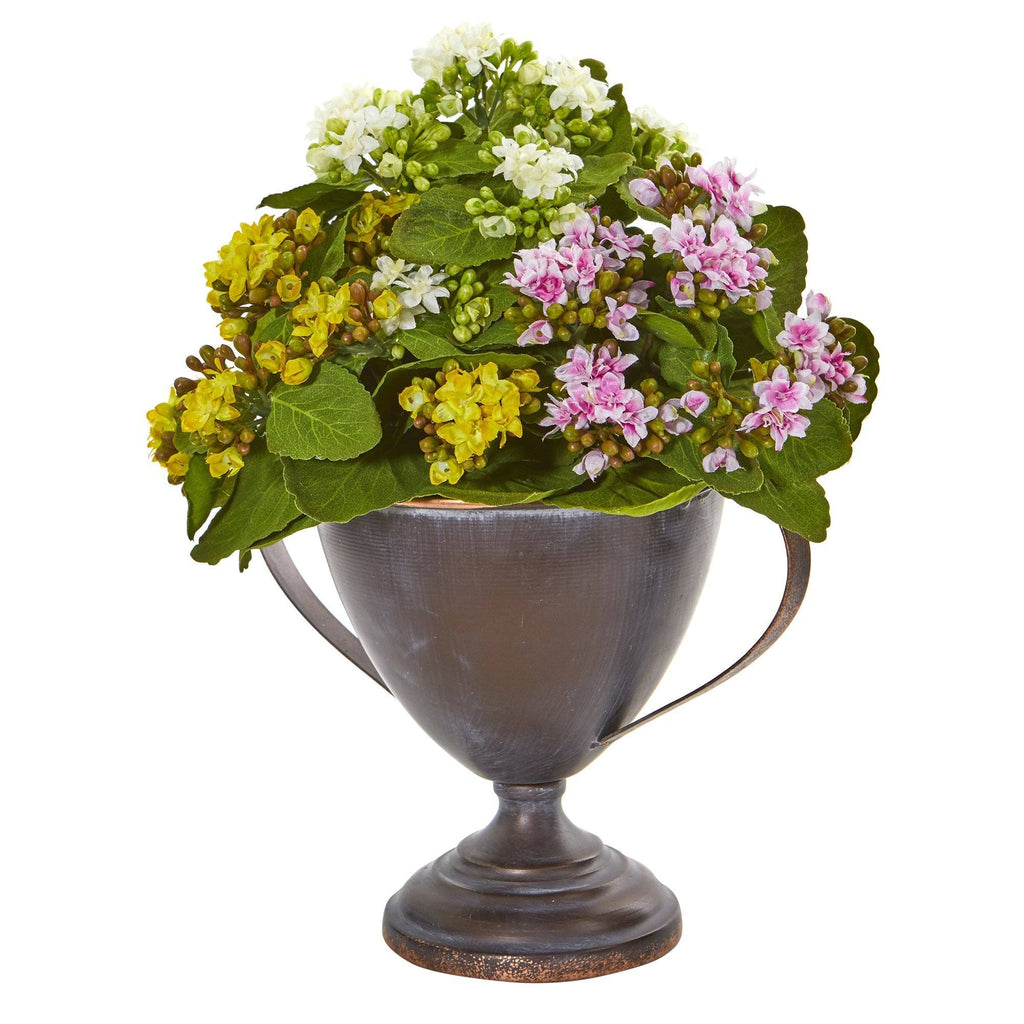 13” Kalanchoe Artificial Plant in Decorative Goblet
