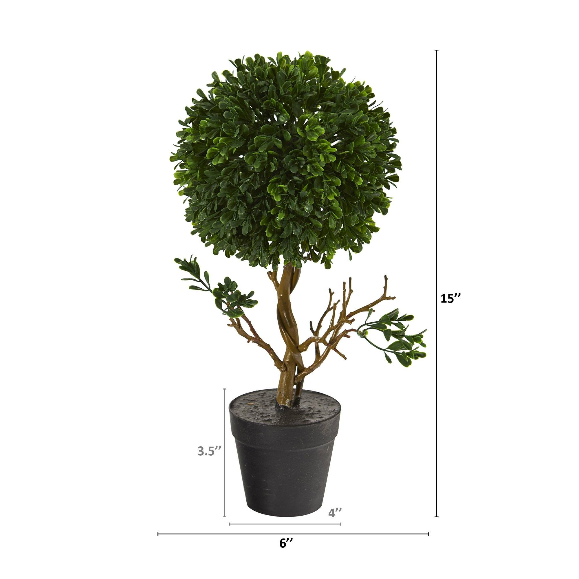 15” Boxwood Topiary Artificial Tree UV Resistant (Indoor/Outdoor)