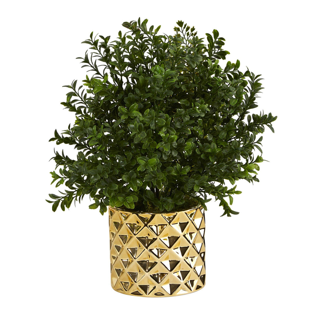 15” Sweet Grass Artificial Plant Gold Planter (Indoor/Outdoor)