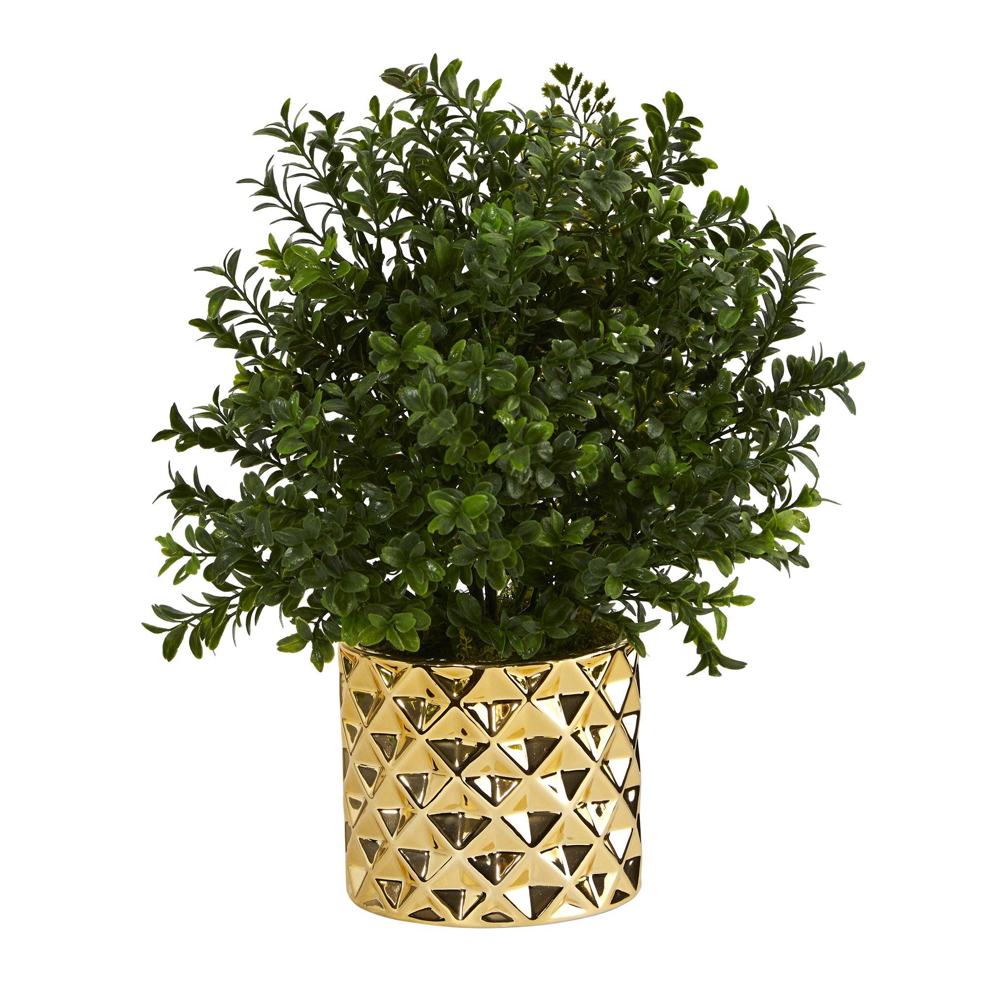 15” Sweet Grass Artificial Plant Gold Planter (Indoor/Outdoor)