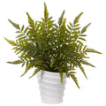 16” Fern Artificial Plant in White Planter