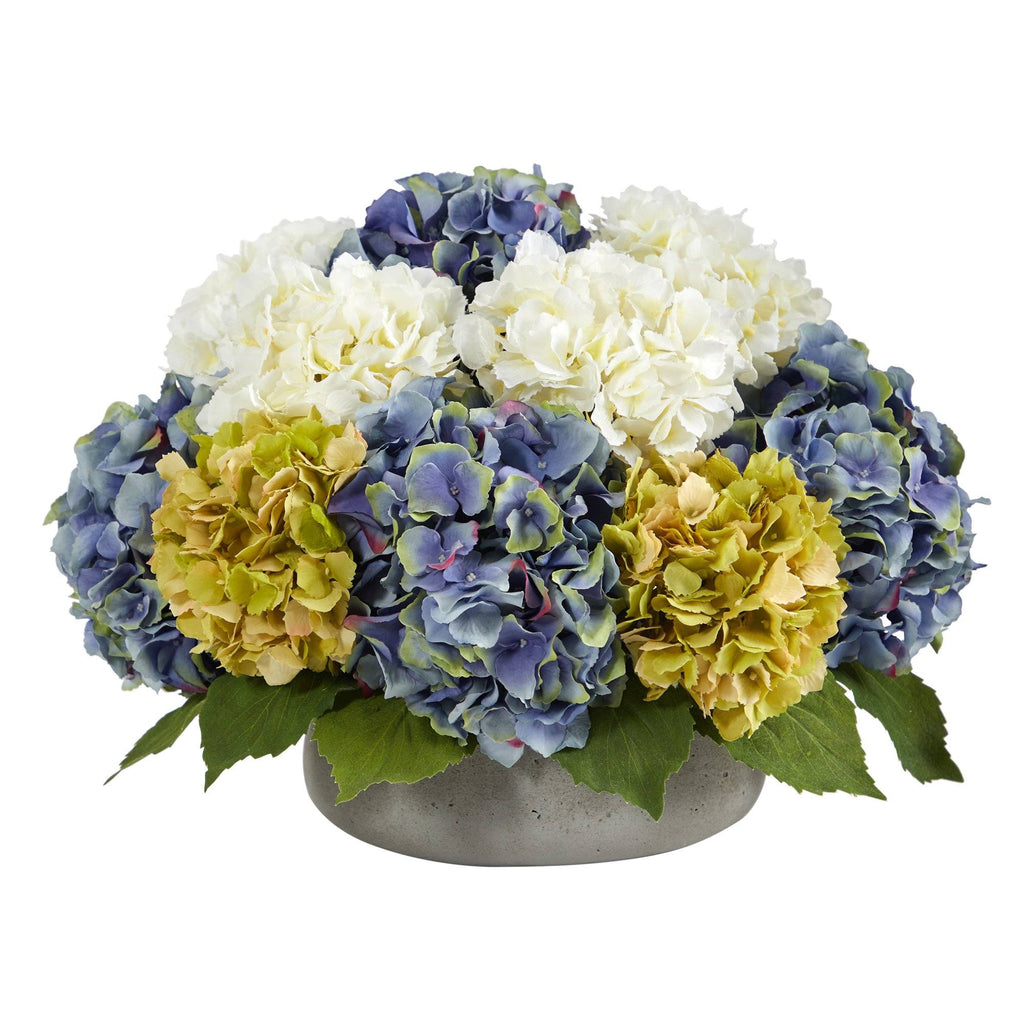 16” Hydrangea Artificial Arrangement in Gray Vase