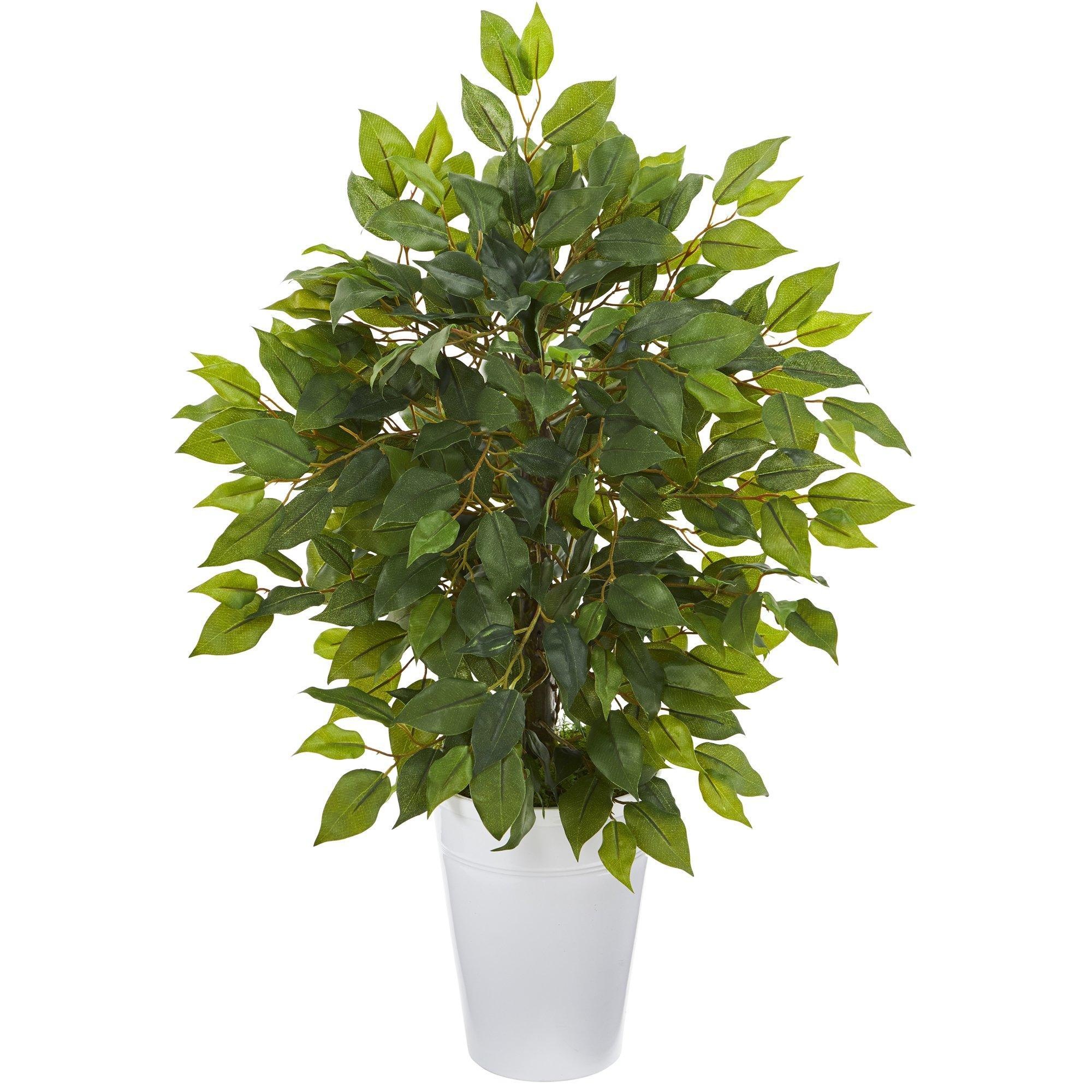 16” Mini Ficus Artificial Tree in White Planter