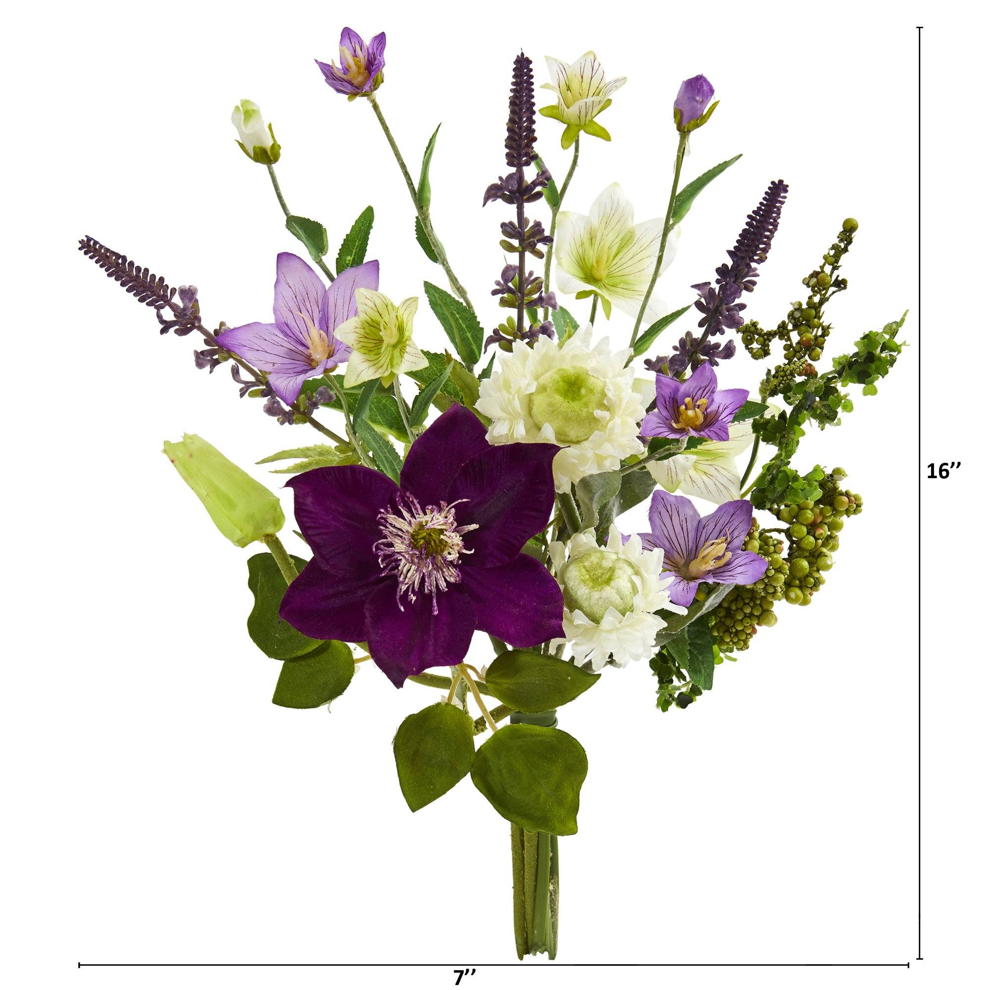 16” Mixed Artificial Flower Bouquet (Set of 4)