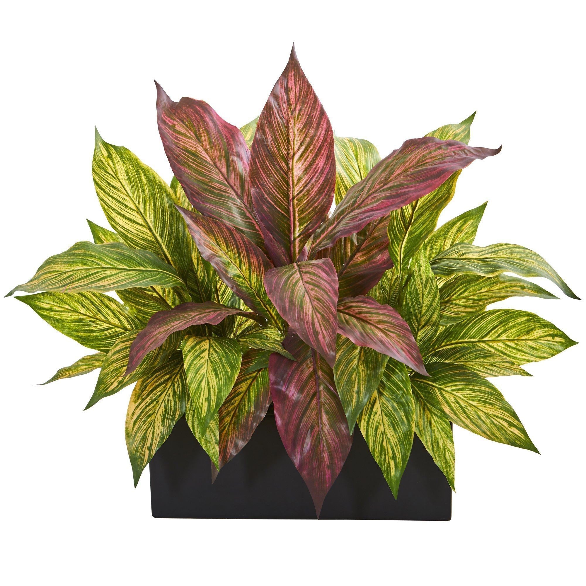 16” Musa Leaf Artificial Plant in Black Planter