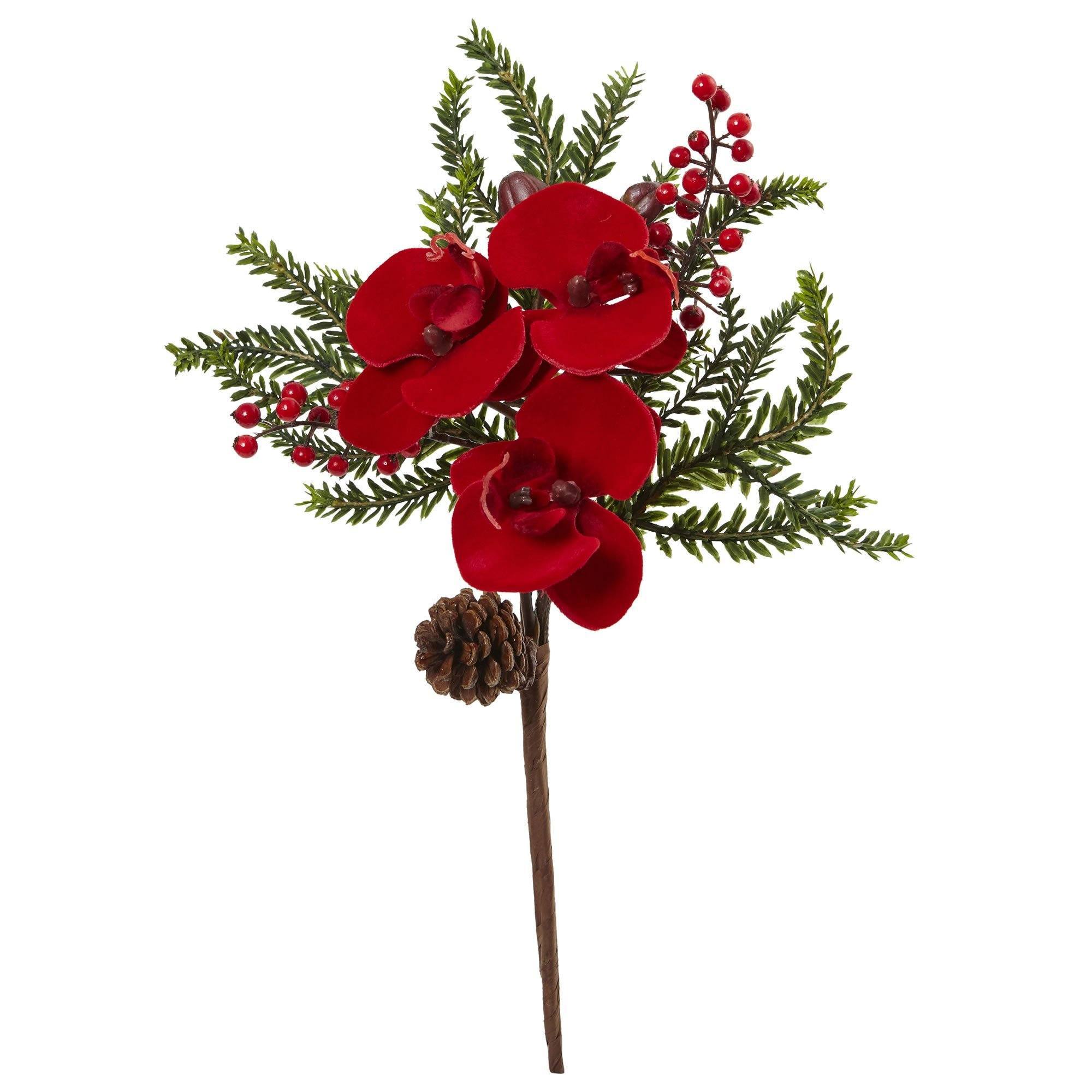 16” Phalaenopsis Orchid and Berry Artificial Flower (Set of 6)
