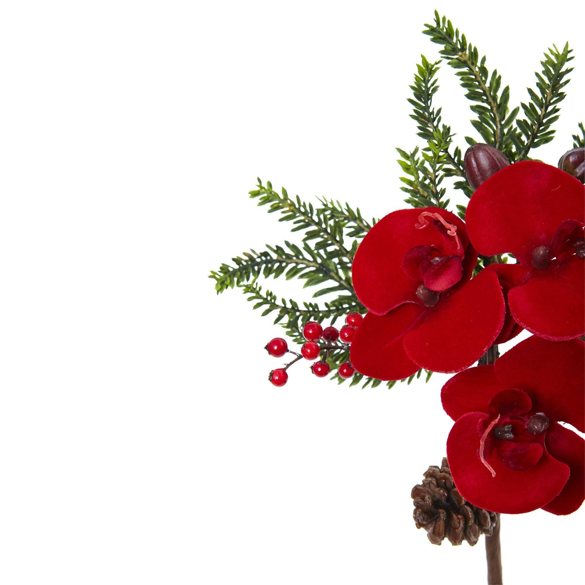 16” Phalaenopsis Orchid and Berry Artificial Flower (Set of 6)