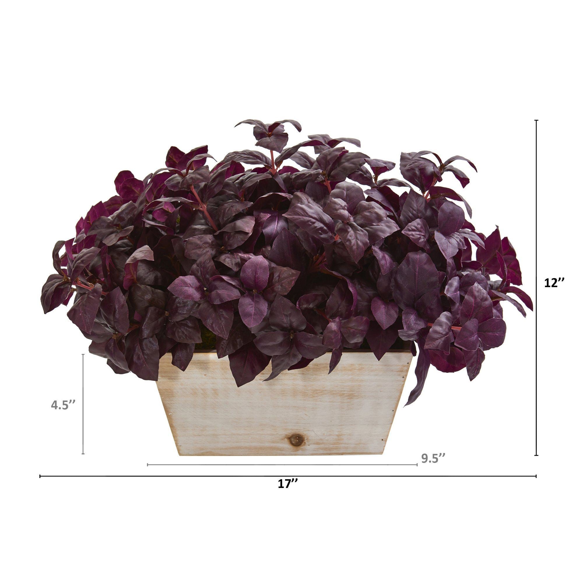 17” Basil Artificial Plant in White Wash Planter