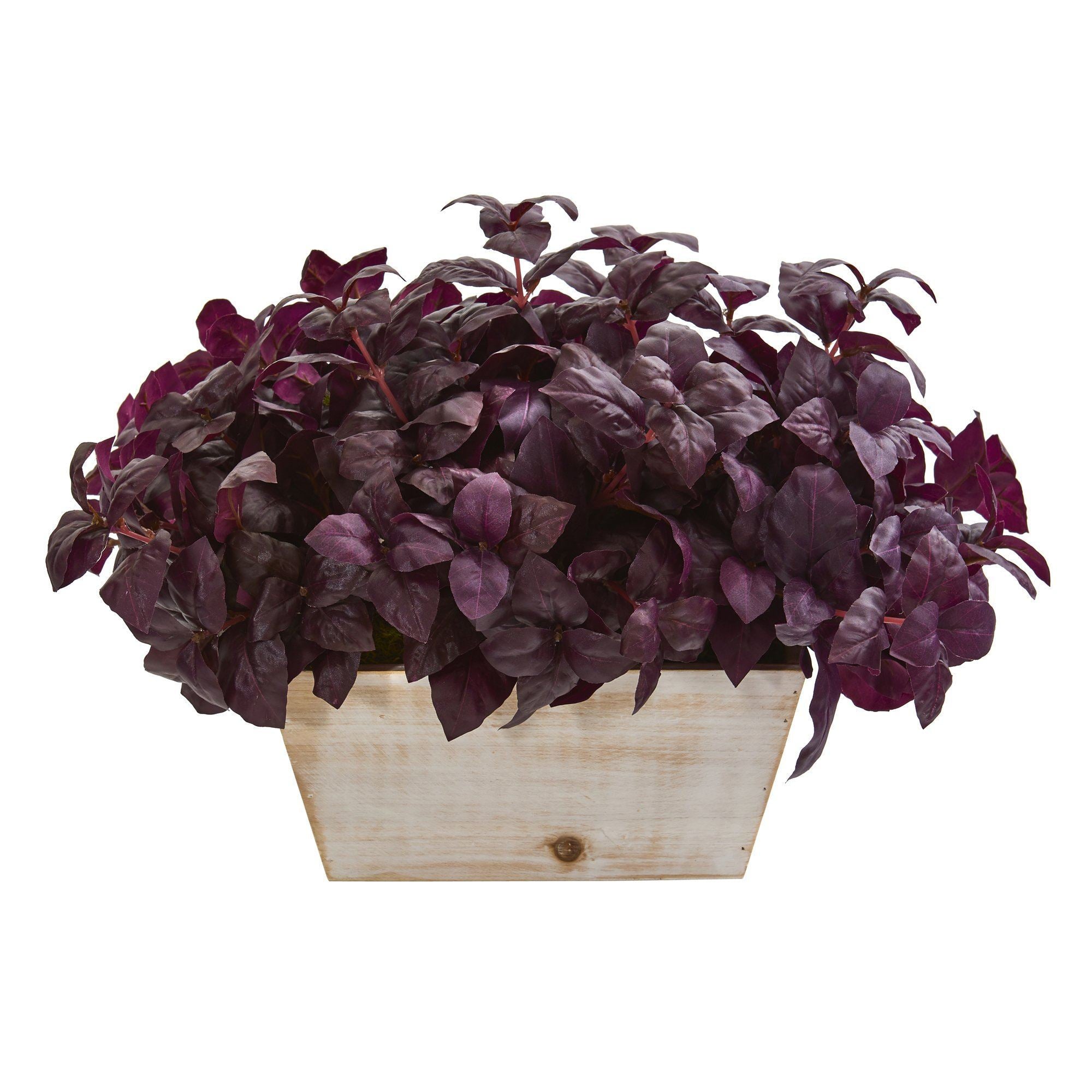 17” Basil Artificial Plant in White Wash Planter