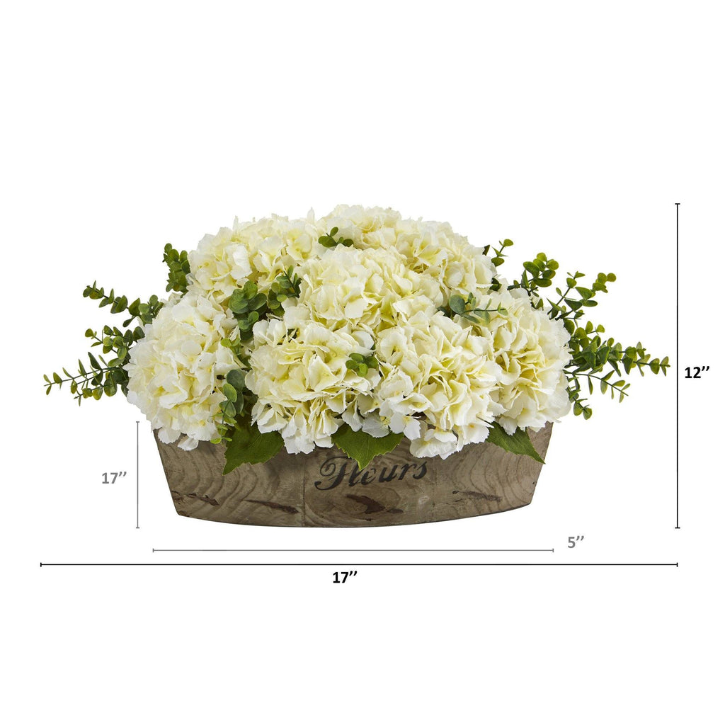 17” Hydrangea and Eucalyptus Artificial Arrangement