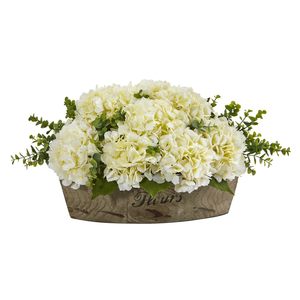 17” Hydrangea and Eucalyptus Artificial Arrangement