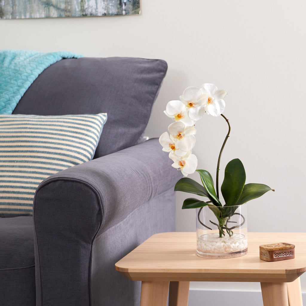 17” Phalaenopsis Orchid Artificial Arrangement in Glass Vase