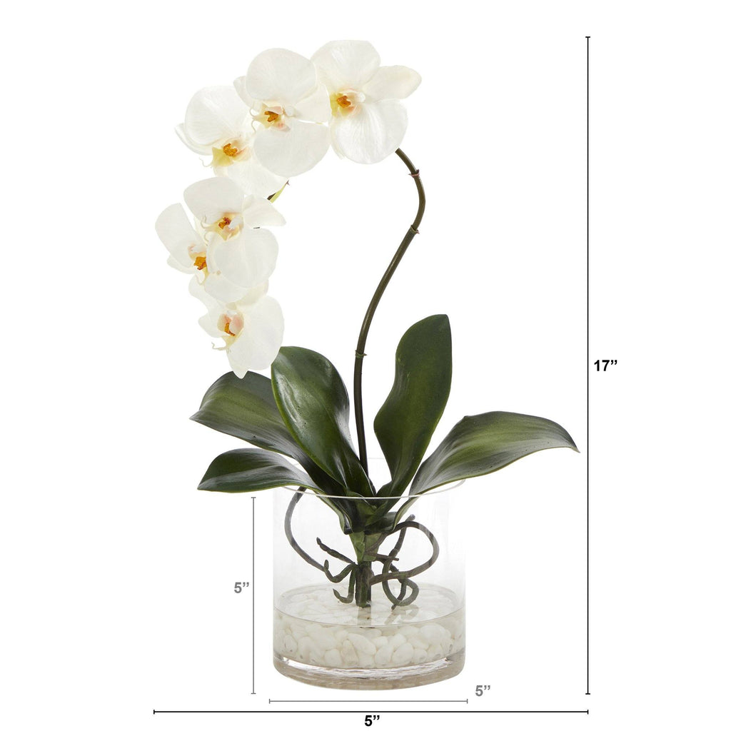 17” Phalaenopsis Orchid Artificial Arrangement in Glass Vase