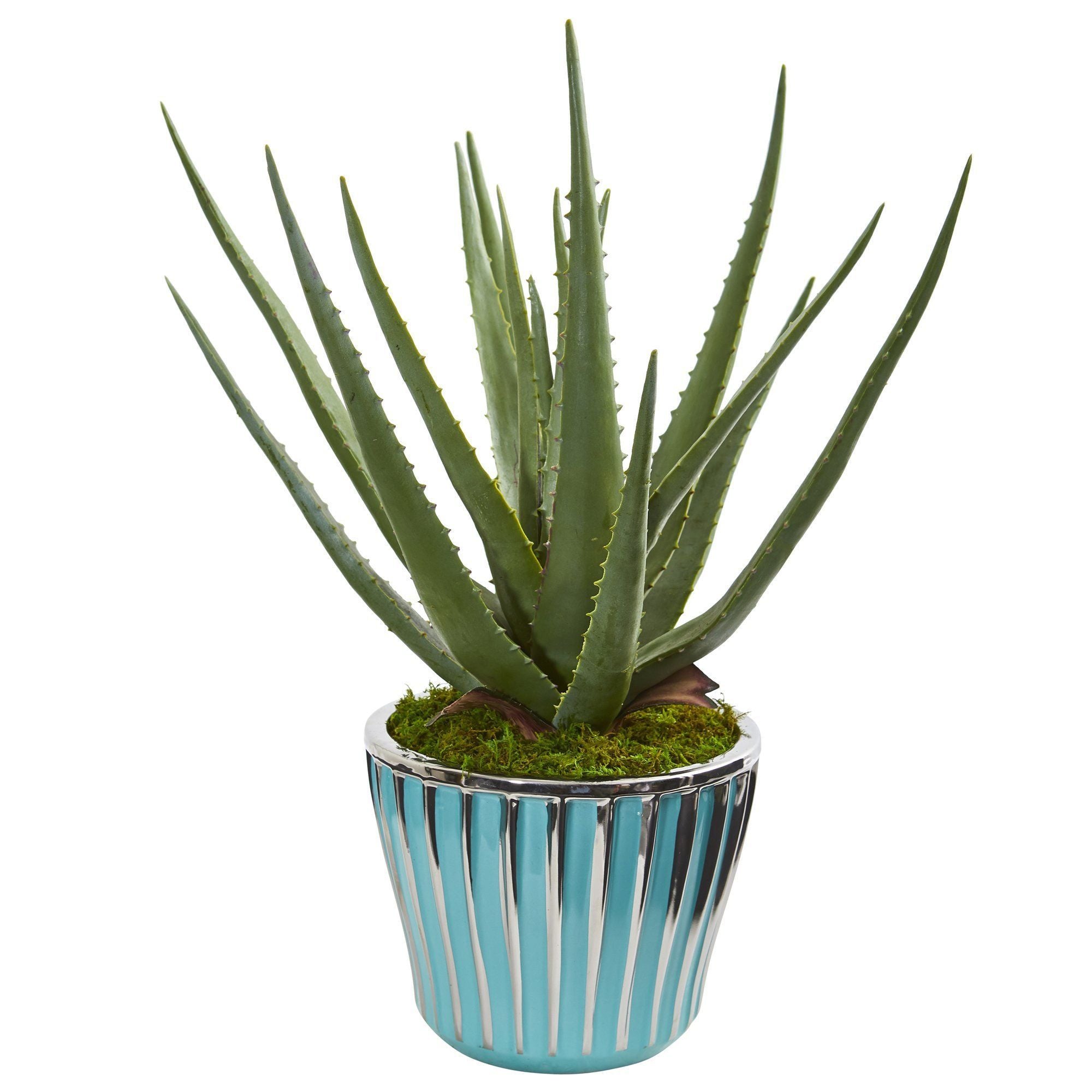 18” Aloe Artificial Plant in a Turquoise Planter