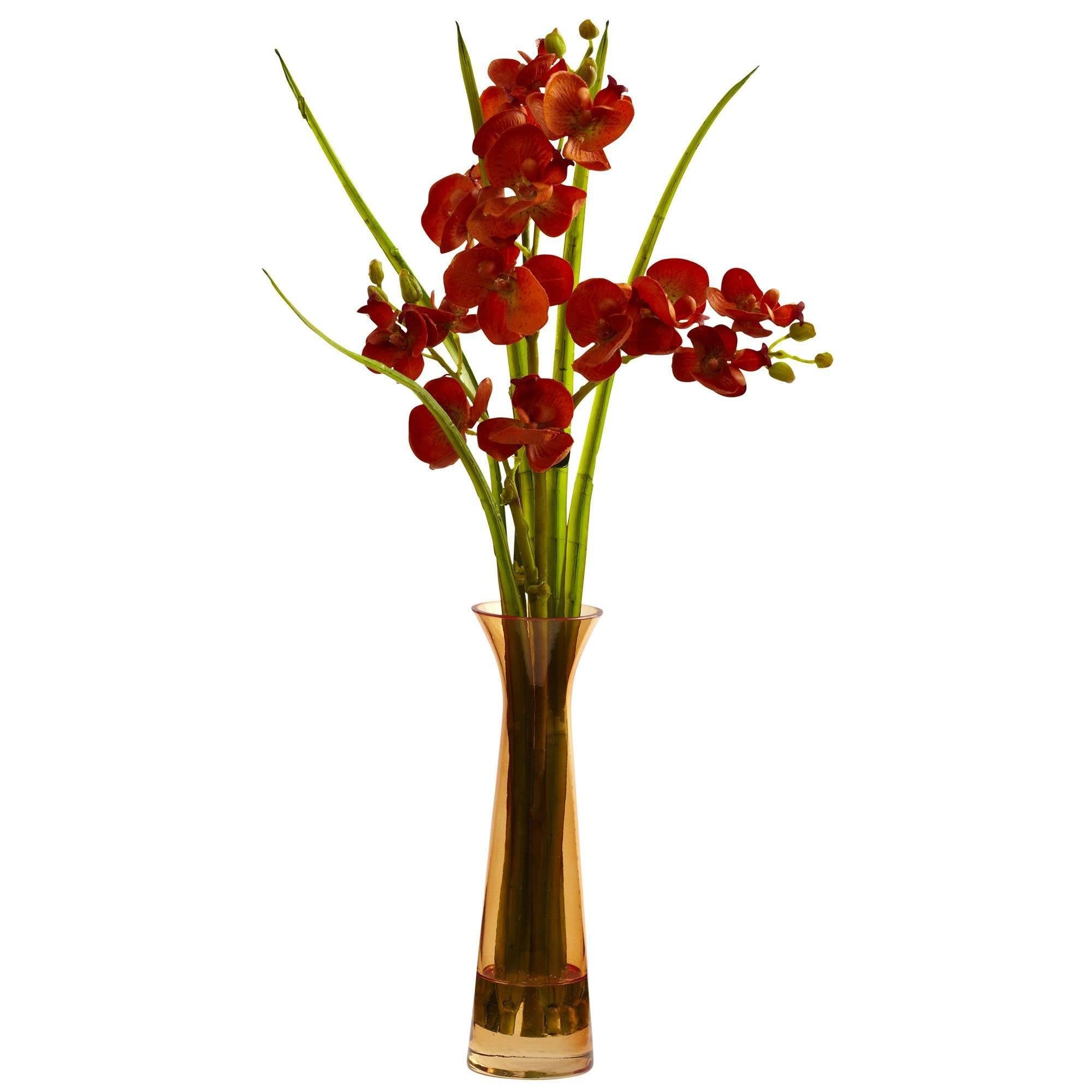 18" Artificial Mini Phalaenopsis In Colored Vases (Set of 4)"