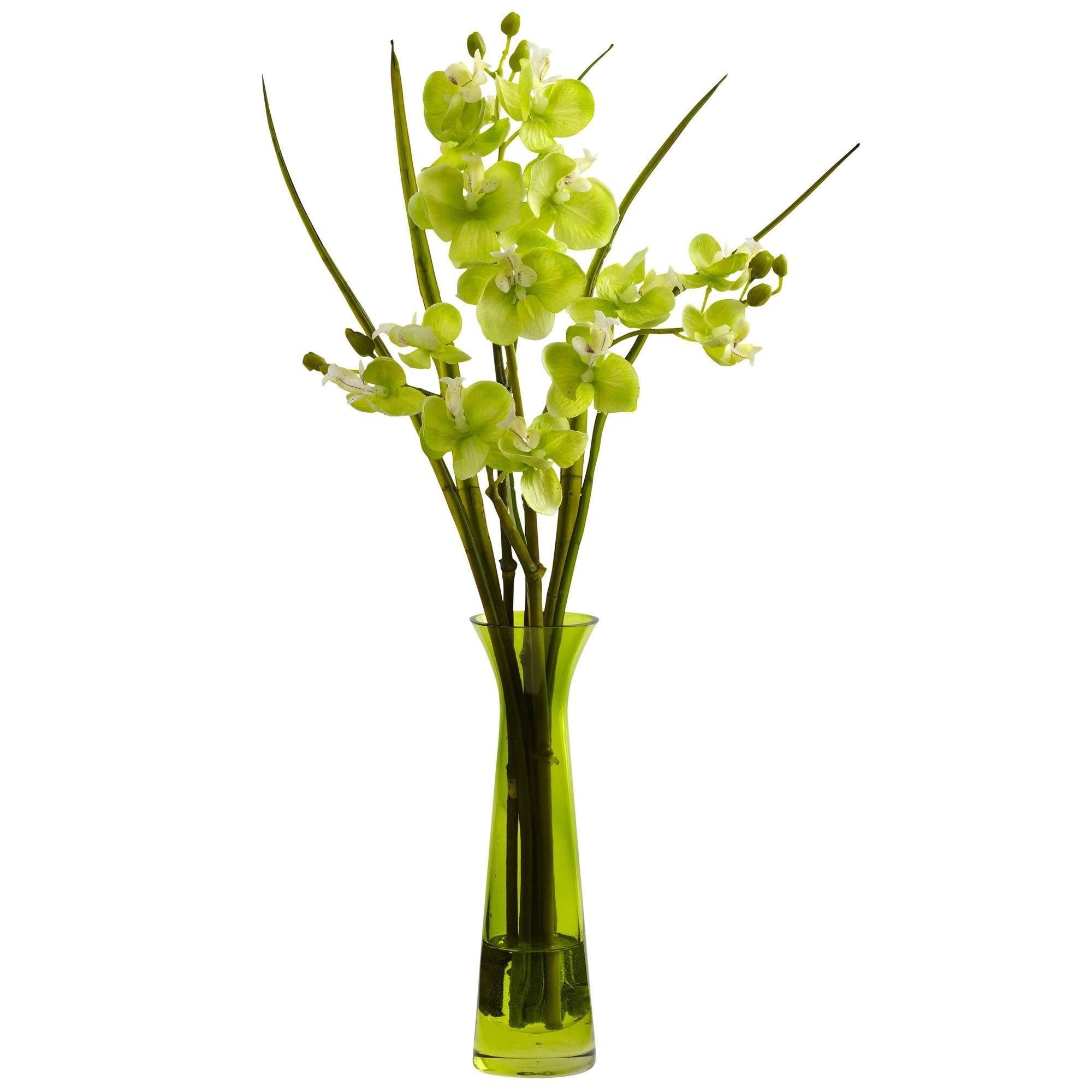 18" Artificial Mini Phalaenopsis In Colored Vases (Set of 4)"
