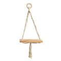 18" Boho Chic Wood Macrame Single Shelf Wall Art Decor"