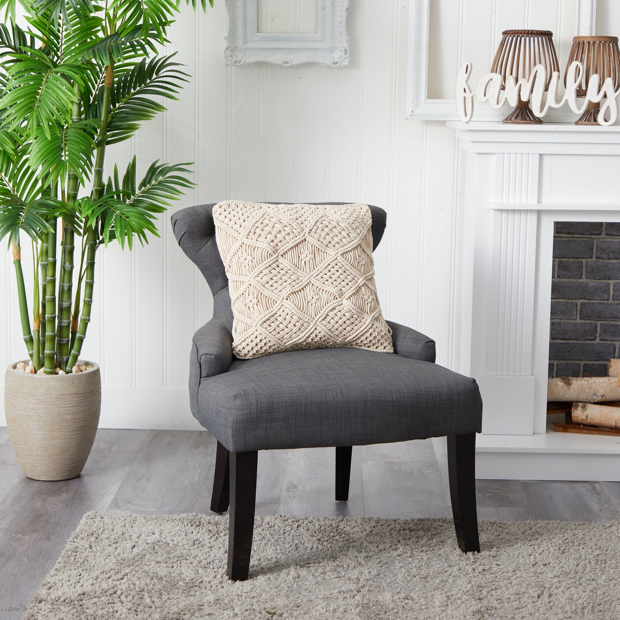 18” Boho Cross Woven Macrame Decorative Pillow Cover