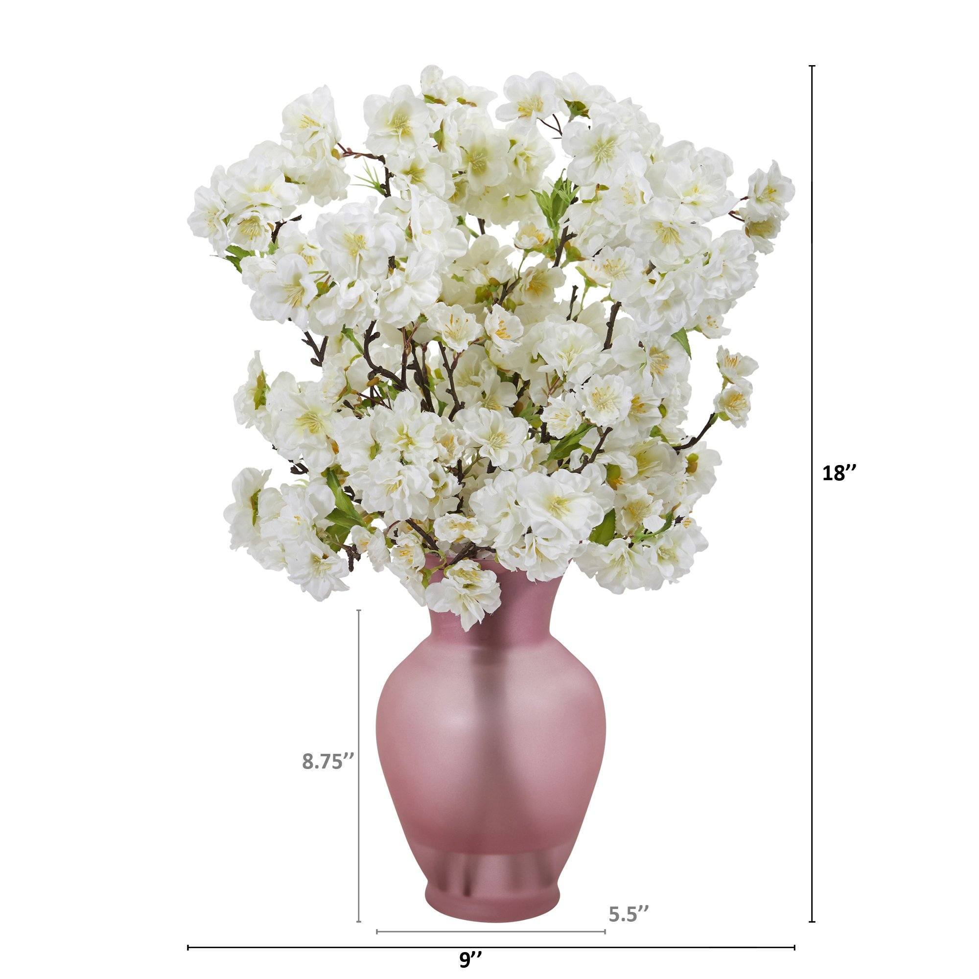 18” Cherry Blossom Arrangement in Rose Colored Vase