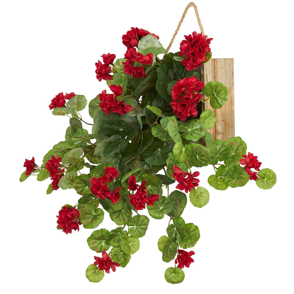 18” Geranium Artificial Plant in Decorative Hanging Frame