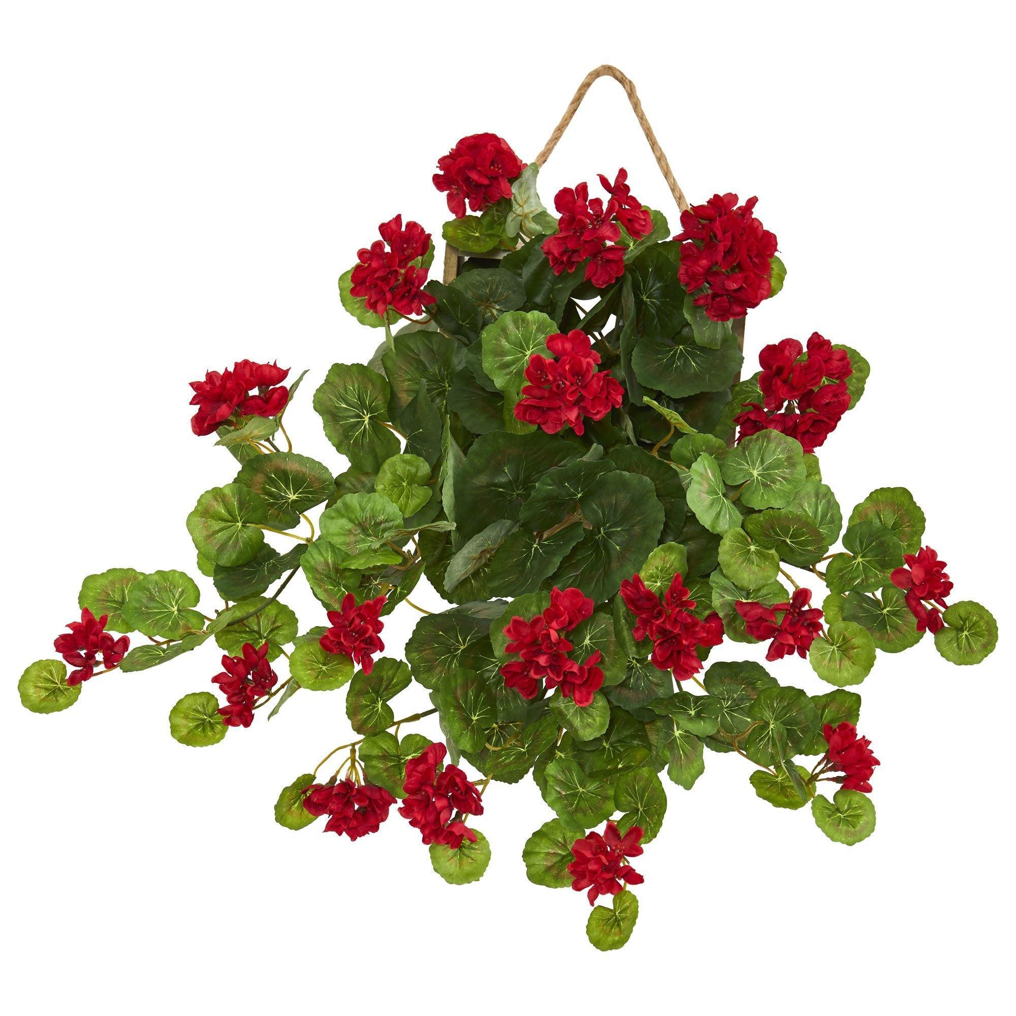 18” Geranium Artificial Plant in Decorative Hanging Frame