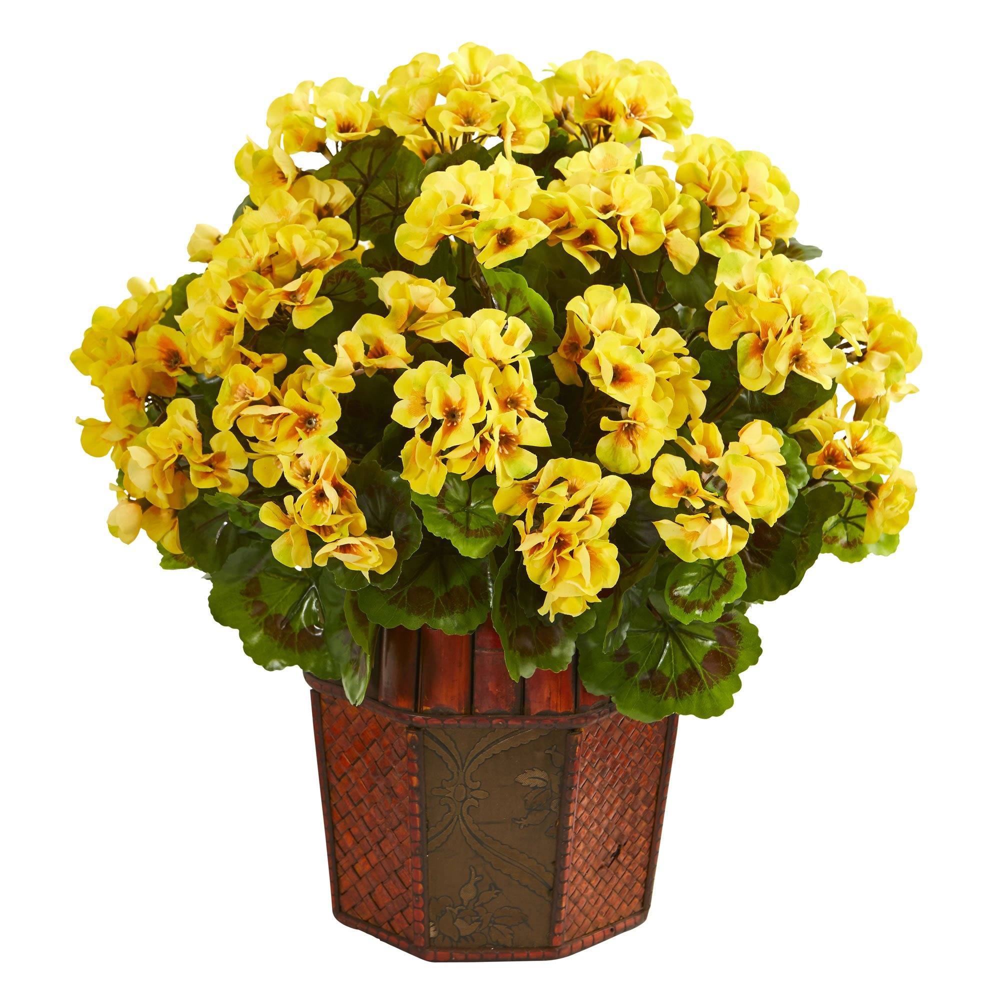 18" Geranium Artificial Plant in Decorative Planter"