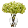 18” Yellow Hydrangea Artificial Arrangement in a Bouquet Glass Vase